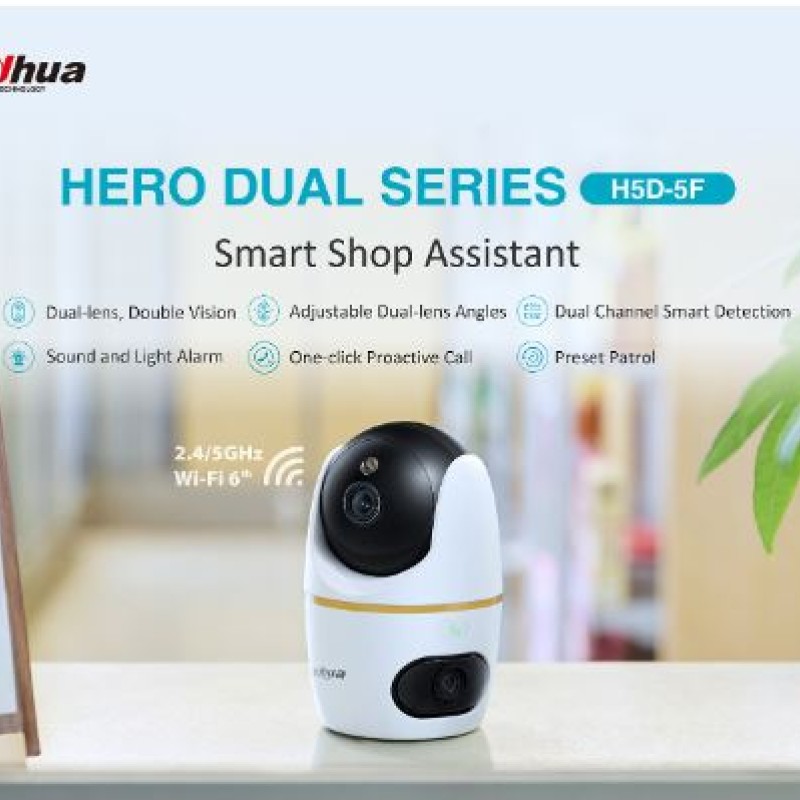 Dahua IP Indoor 5.0MP Wifi PT Dome Dual Lens H5D-5F