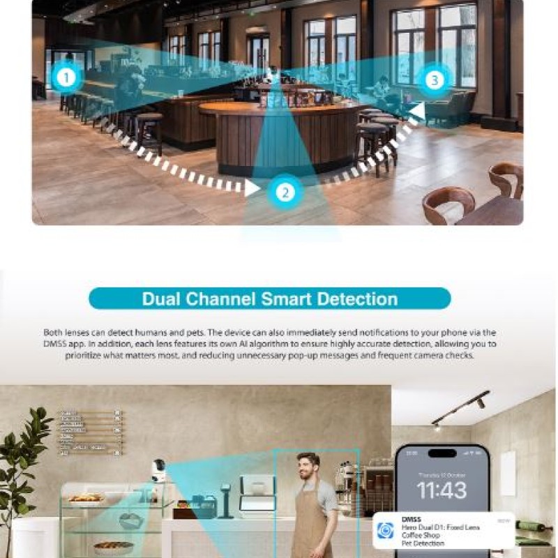 Dahua IP Indoor 5.0MP Wifi PT Dome Dual Lens H5D-5F