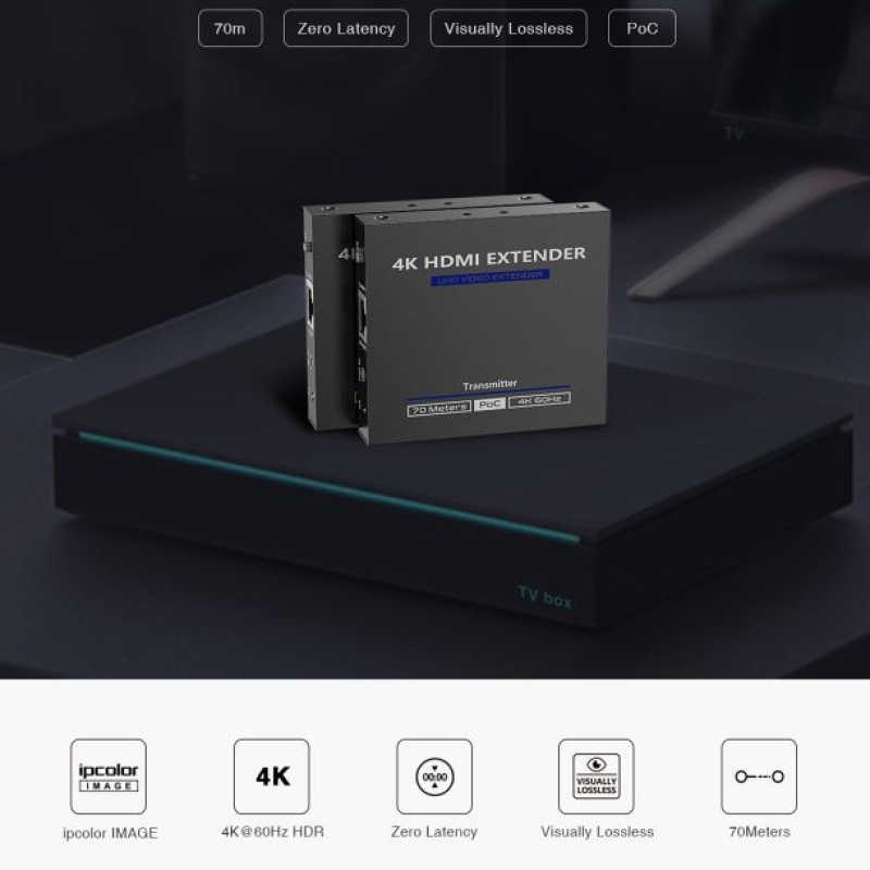 Lenkeng HDMI Extender over Ethernet 70M 4K POC IR Loop LKV565P