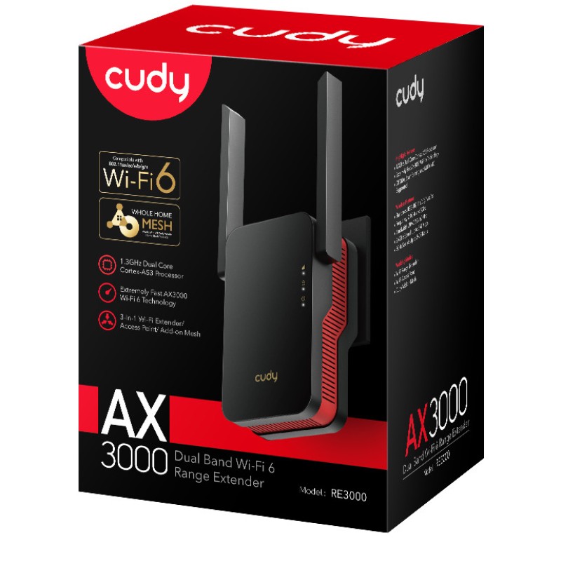 Cudy Extender AX3000 Wi-Fi 6 Mesh RE3000 UK Plug