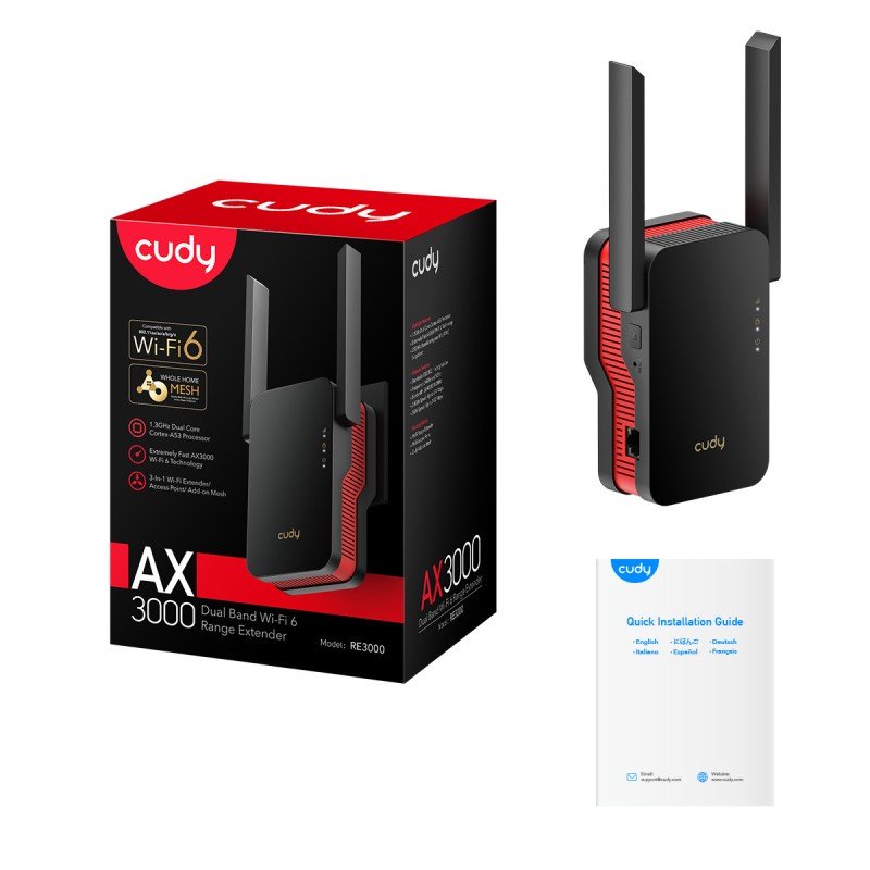 Cudy Extender AX3000 Wi-Fi 6 Mesh RE3000 UK Plug