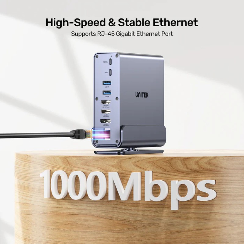 Unitek D1135A 15in1 USB-C Hub Supports Macbook M1 Triple 4K Displays PD100W Dual Card Readers