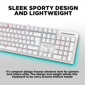 Armaggeddon MKA-7C White Mechanical Gaming Keyboard 104 Linear Red Keys