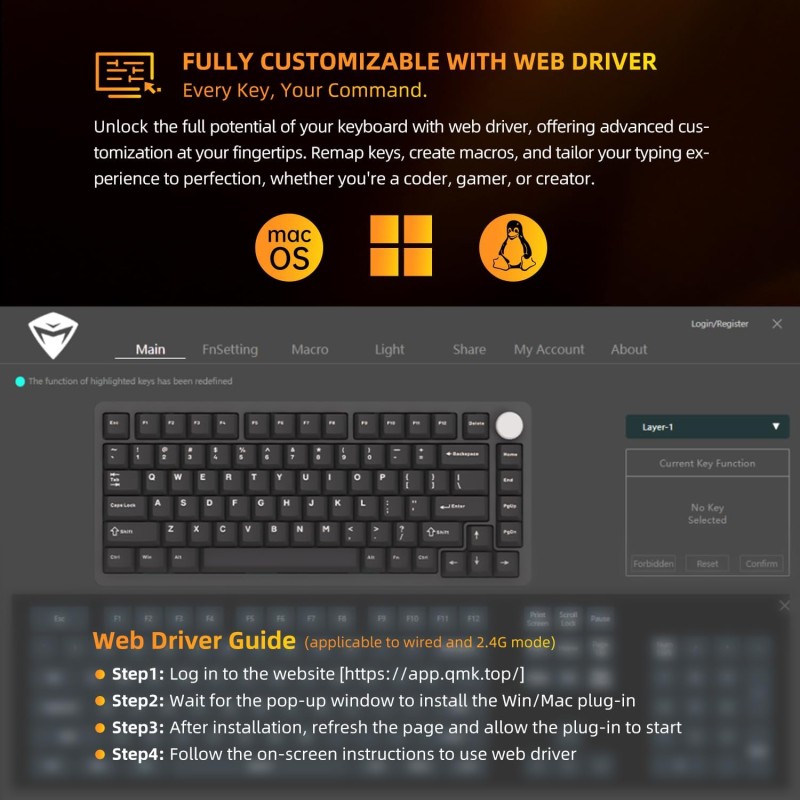 Machenike K600-B82W Gasket Wireless / BT Gaming Mechanical Keyboard Brown Switches