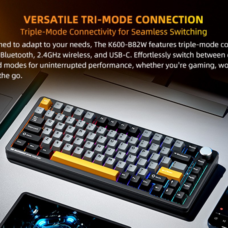 Machenike K600-B82W Gasket Wireless / BT Gaming Mechanical Keyboard Brown Switches