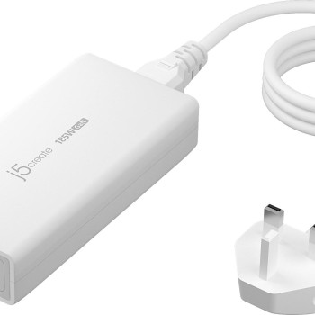j5create 185W Laptop GaN Charger PD3.1 2xUSB-C/1xUSB-A (UK Plug) JUP37185W