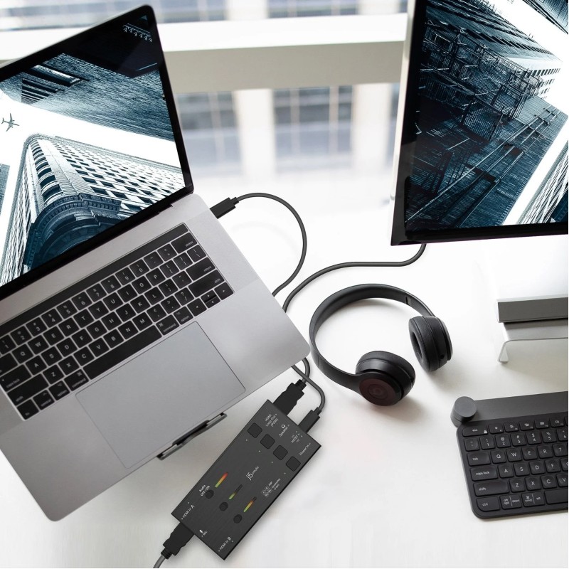 j5create Capture Card Dual HDMI to USB-C/A 1080p 3.5mm/DSLR/PD Windows/Android JVA06