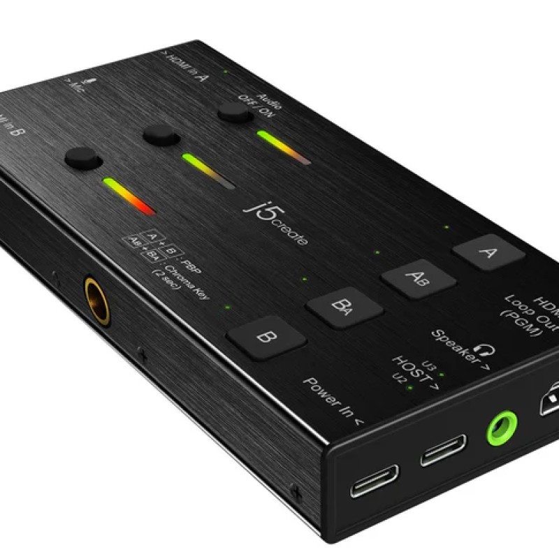 j5create Capture Card Dual HDMI to USB-C/A 1080p 3.5mm/DSLR/PD Windows/Android JVA06