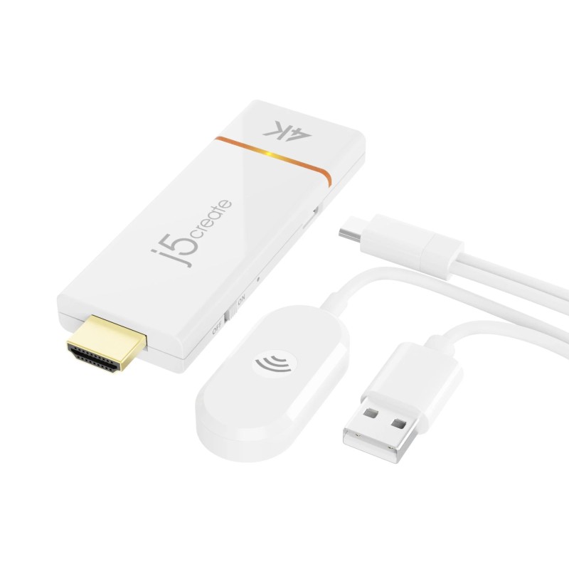 j5create JVAW76 Screencast Wireless 4K HDMI Display Adapter Miracast/AirPlay USB Powered 2.5 & 5.8 GHz