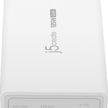 j5create 185W Laptop GaN Charger PD3.1 2xUSB-C/1xUSB-A (UK Plug) JUP37185W