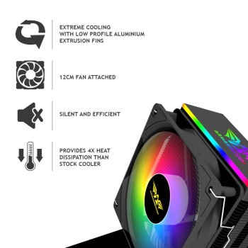 Armaggeddon Gaming Cooling CPU Silent RGB Fan 4-Pipe BLIZZARD 2 Black