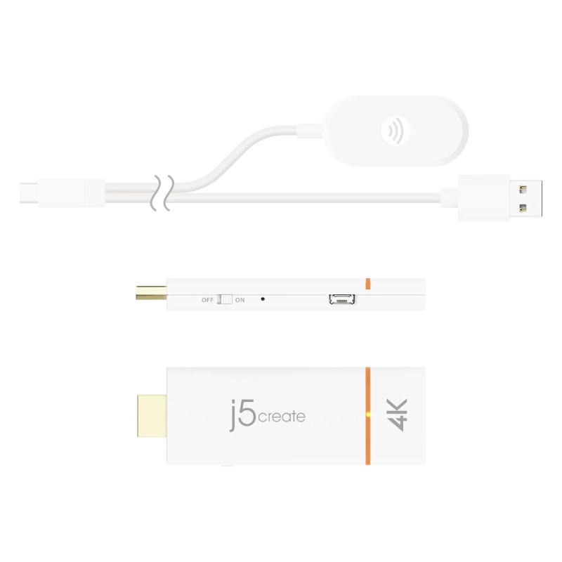 j5create JVAW76 Screencast Wireless 4K HDMI Display Adapter Miracast/AirPlay USB Powered 2.5 & 5.8 GHz