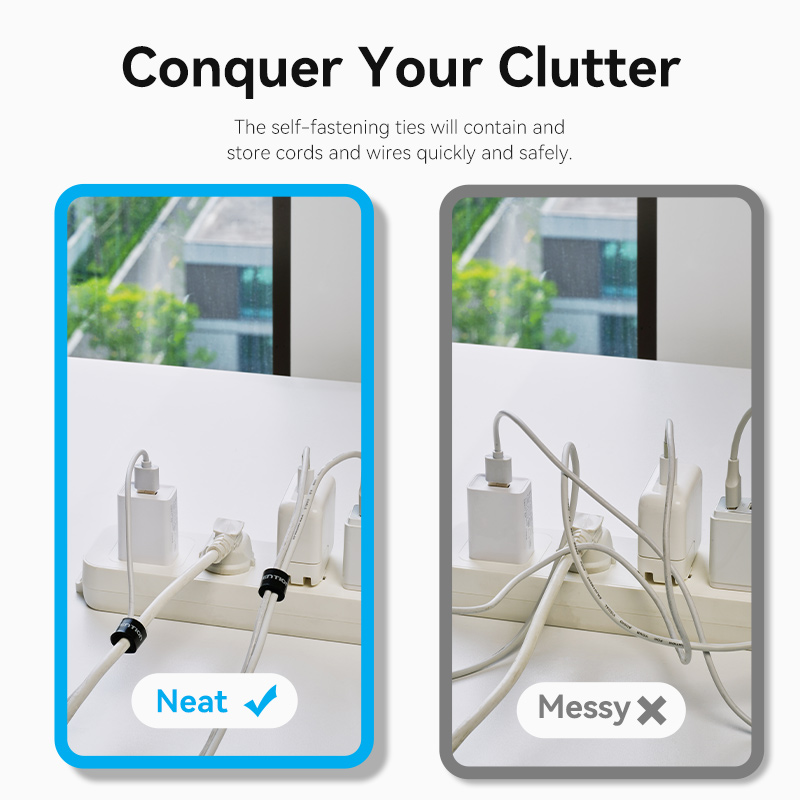 Vention Cable Organiser Hook & Loop Cable Tie 180mm 10 Pcs KAOB0-10