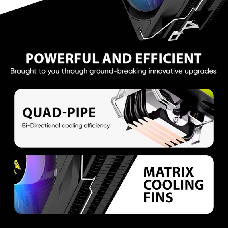 Armaggeddon Gaming Cooling CPU Silent RGB Fan 4-Pipe BLIZZARD 2 White