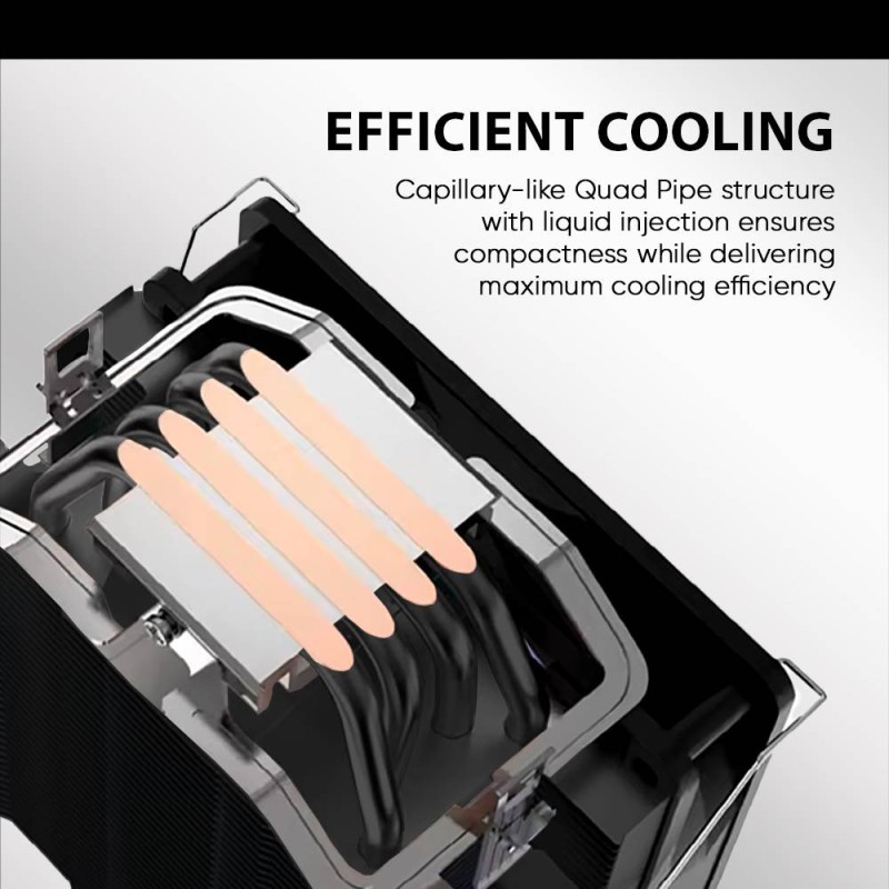 Armaggeddon Gaming Cooling CPU Silent RGB Fan 4-Pipe BLIZZARD 2 White