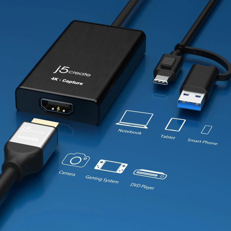 j5create Capture Card HDMI to USB-C/A 2K Windows/Android JVA11