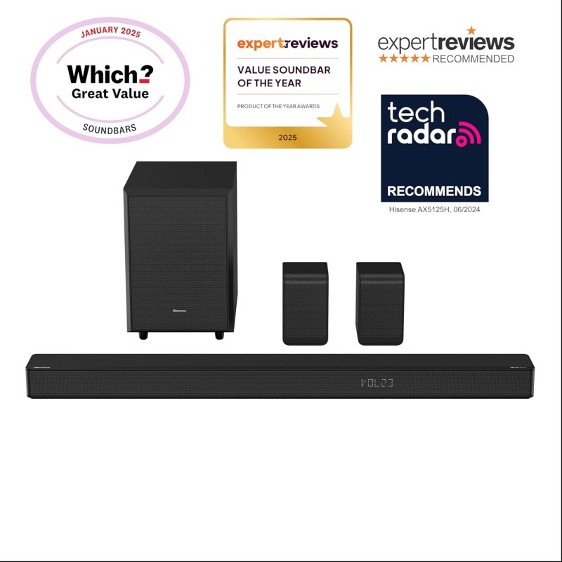 Hisense Soundbar AX5125H 5.1 2 500W Dolby Atmos + Wireless Rear Speakers