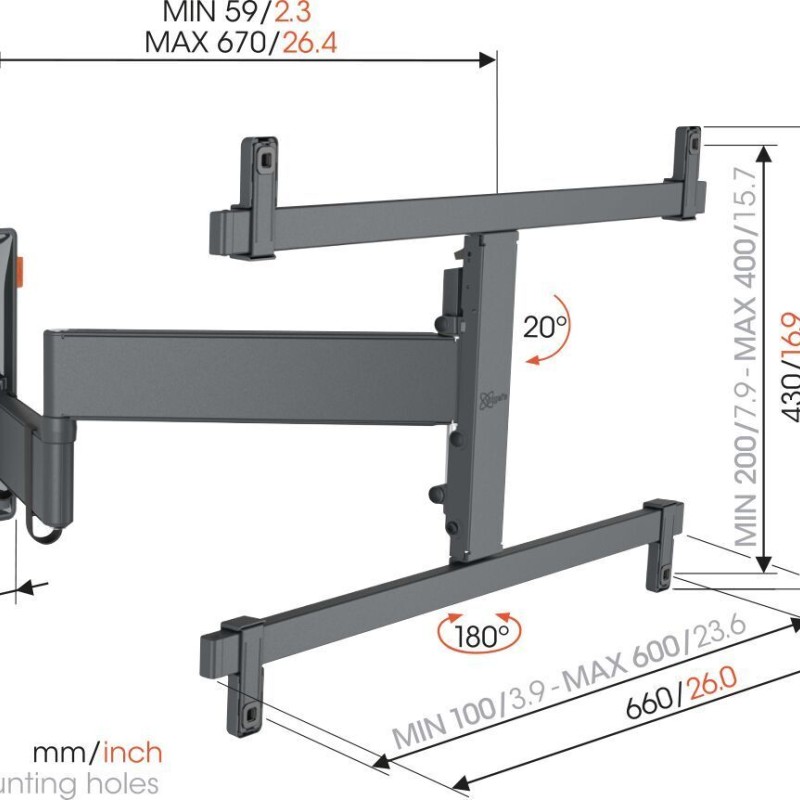Vogels COMFORT TVM3663 TV Wall Mount 60x40 Turn 2 arms OLED