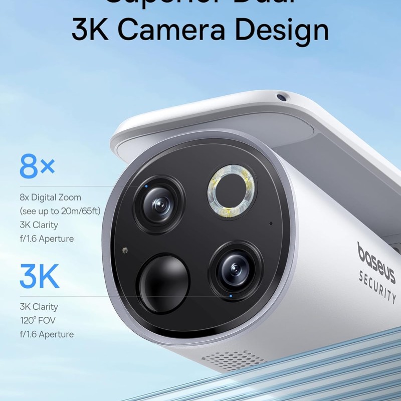 Baseus Security S1 Pro Outdoor Self Rotating Solar 3K 2-Cam Kit White