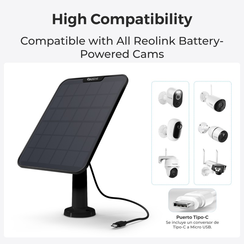 Reolink BPS Solar Panel 2 for Reolink Battery Cameras Black 6W (Type C)