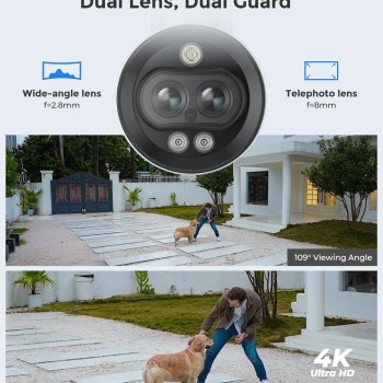Reolink RLC-81MA (P330M) 8MP POE IP Bullet Spotlight Camera Dual Wide Angle & Telephoto Lens