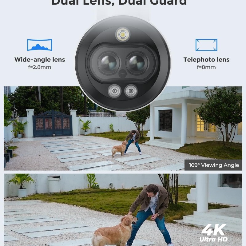 Reolink RLC-81MA (P330M) 8MP POE IP Bullet Spotlight Camera Dual Wide Angle & Telephoto Lens