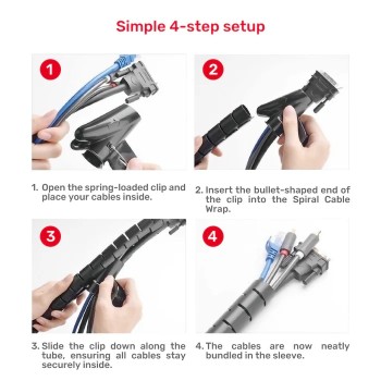 Unitek Cable Organizer Spiral Wrap with Clamp 22 mm 10.0m OT1102ABK-10M