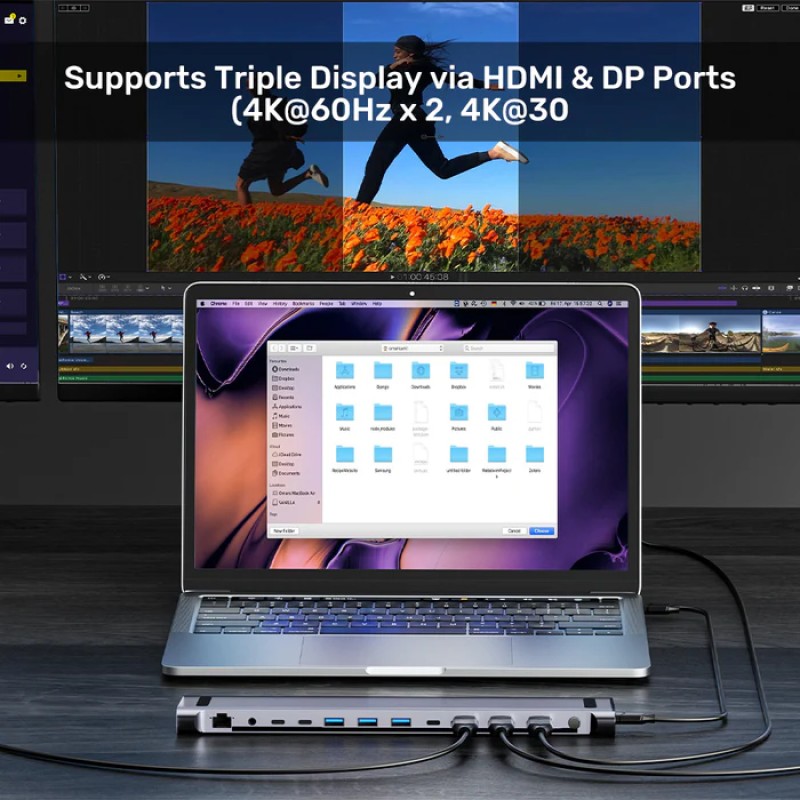 Unitek D1106A USB-C Docking Station & 2-Port KVM 10Gbps Triple Display (Connect 2 PCs to 3 Monitors)