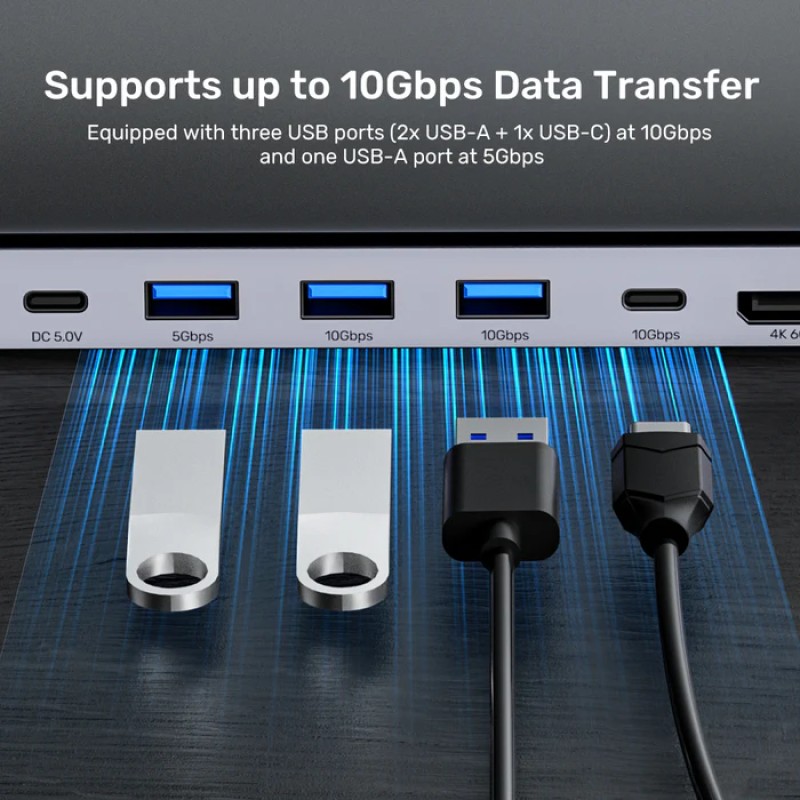 Unitek D1106A USB-C Docking Station & 2-Port KVM 10Gbps Triple Display (Connect 2 PCs to 3 Monitors)