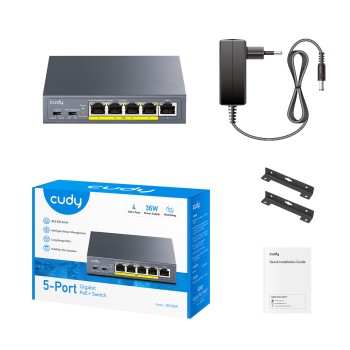 Cudy Switch PoE Gigabit 4PoE + 1GbE Uplink 30W GS105P