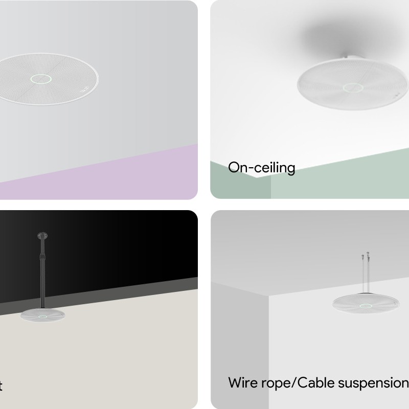 Yealink Conferencing Microphone Wired Ceiling PoE 360° 4m Voice Pickup AI CM20