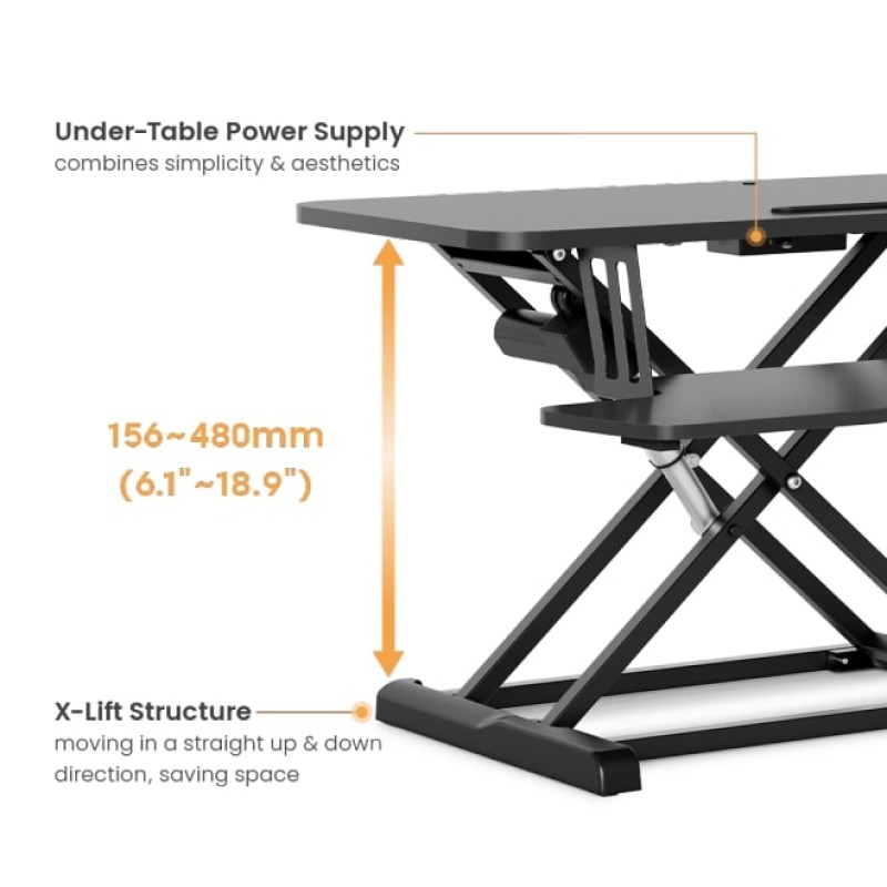 Brateck DWS15-01E Electric Sit Stand Workstation Max Height 48cm