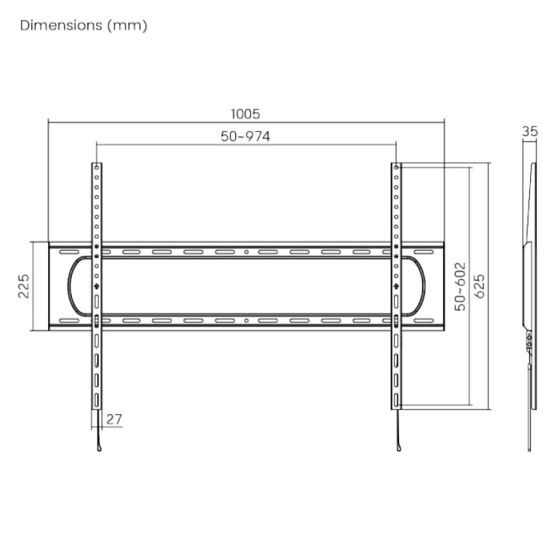 Brateck Fixed Heavy Duty TV Mount Max Vesa 900x600 Max Weight 120kg LP73-69F