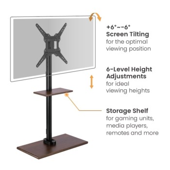 Brateck TV Floorstand 40x40 1.07m 35kg Shelf & MDF FS41-44T-02