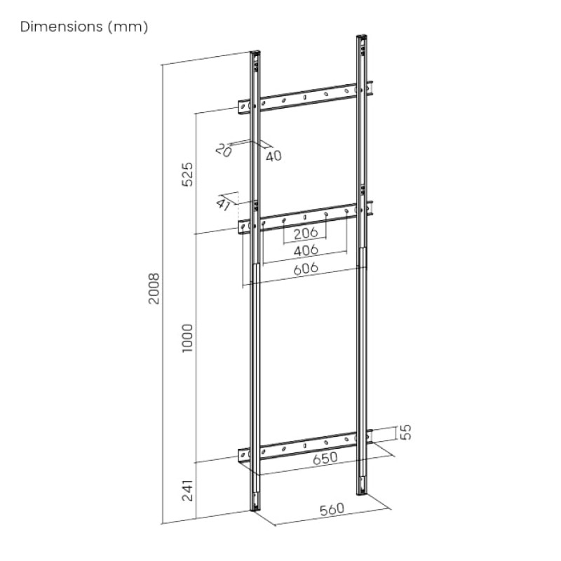 Brateck IFP Wall Mount Floor To Wall Support 120kg HAW400E-FR01