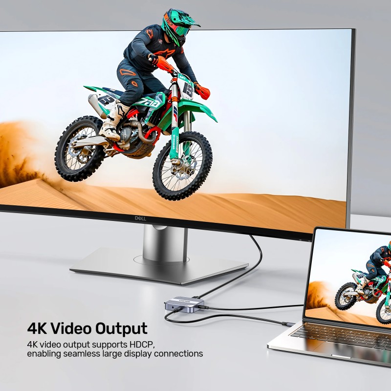 Unitek S1244C Card Reader with Magnet to Attach on Laptop/Phone + PD100W + 4K60Hz HDMI + Audio/Microphone