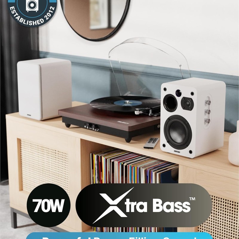 Majority Speakers Active D70X 70W 2.0 BT/USB/Phono/HDMI ARC White (pair)