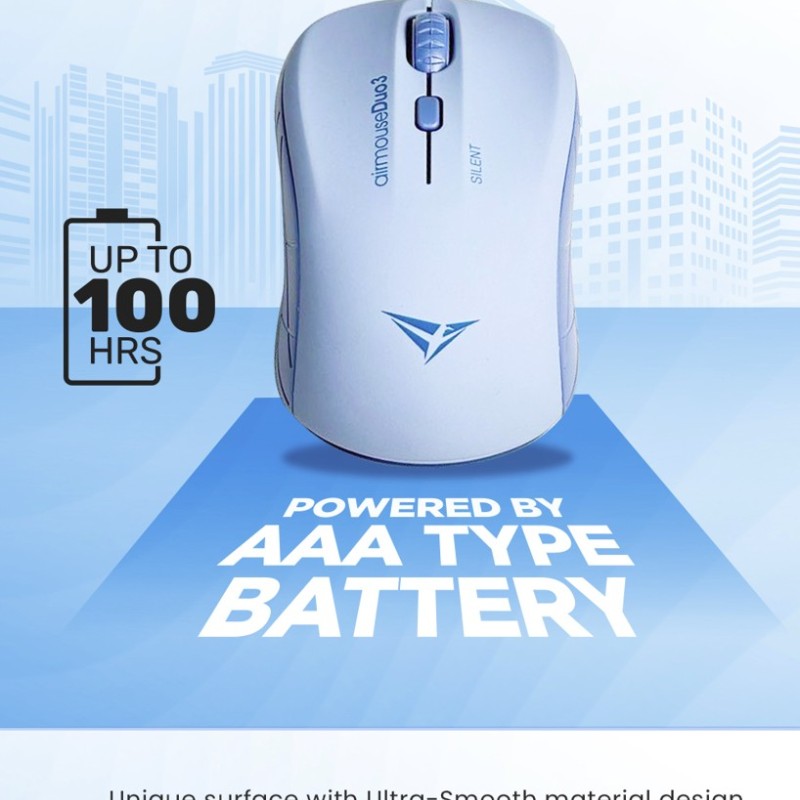 Alcatroz Mouse Wireless & Bluetooth Silent AIRMOUSE DUO 3 White