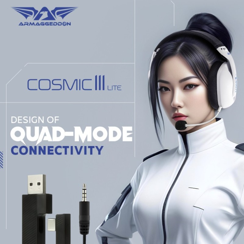 Armaggeddon COSMIC-III LITE Gaming Headset USB+3.5mm+2.4G+BT Fabric White