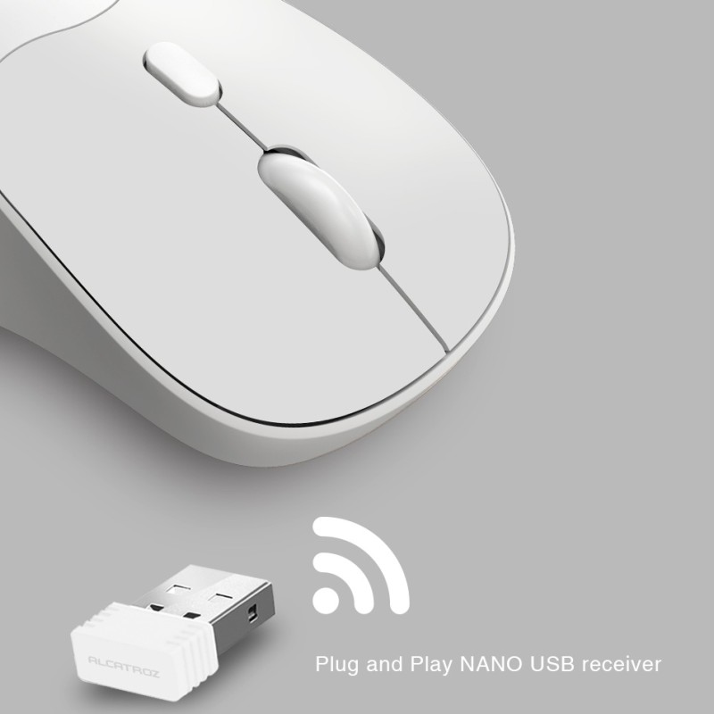 Alcatroz Mouse Wireless & BT Recharg Silent AIRMOUSE DUO 6R White (2025)