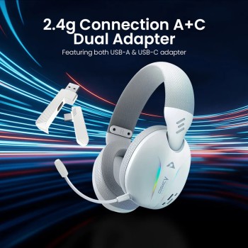 Armaggeddon COSMIC-V Gaming Headset USB+3.5mm+2.4G+BT PU Leather Ultraclear White Armaggeddon COSMIC-V Gaming Headset USB+3.5mm+2.4G+BT PU Leather Ultraclear White
