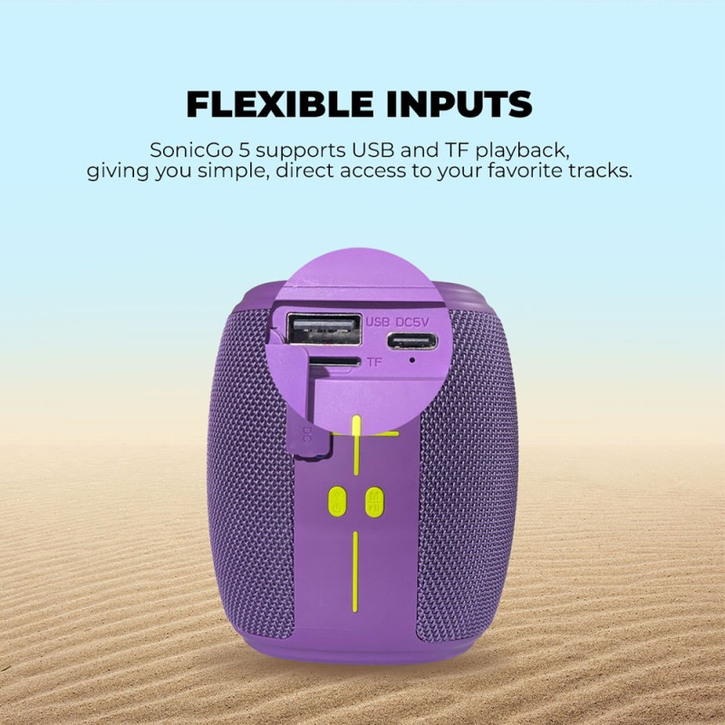 SonicGear Portable Speaker TWS BT/USB/FM/RGB SONICGO! 5 Carbon Black