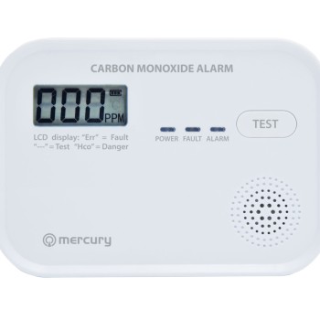 Mercury COD-218A Standalone Carbon Monoxide Alarm with LCD Display showing CO levels 350.139UK