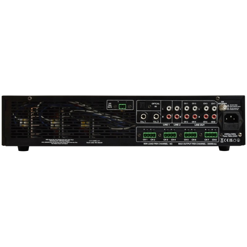 Adastra A8300 8x300W Rack Mount Amplifier BT/USB/FM 953.483UK