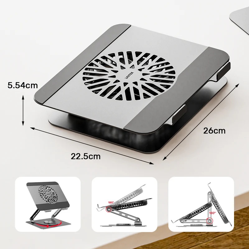 Unitek OT1098A Laptop Stand with 360 Rotation & Detachable Cooling Fan
