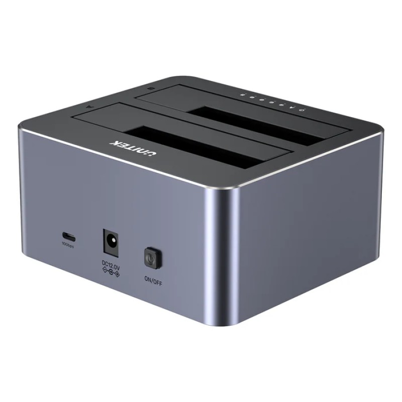 Unitek HDK SATA6G Dual Bay HDD Docking Station Alum 10Gbps Grey Y-3027 (UK)