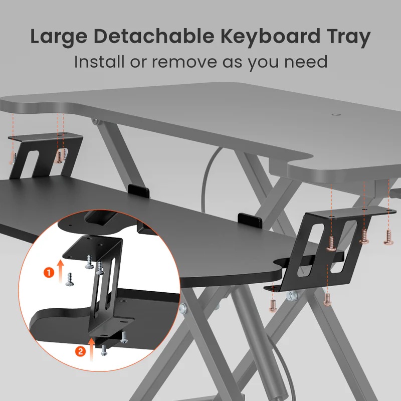 Brateck DWS37-01 Sit Stand Gas Spring Desk Workstation Max Height 51cm