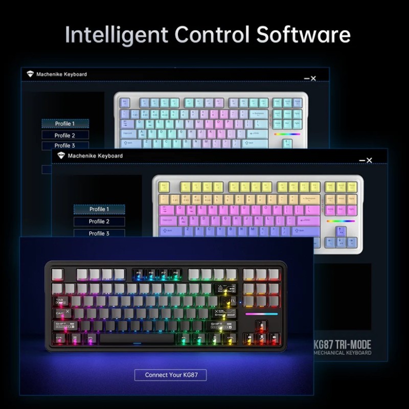 Machenike Wired Gaming Keyboard KG87,Gasket Design, Fully Hot-swappable Switches, Mechanical Silver Linear Switches
