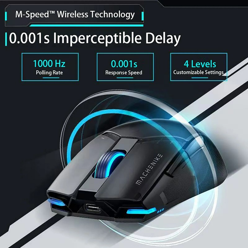Machenike M7 Pro Wireless Gaming Mouse, PAW3311 sensor, 600mAh battery, Ultra-light, Blue