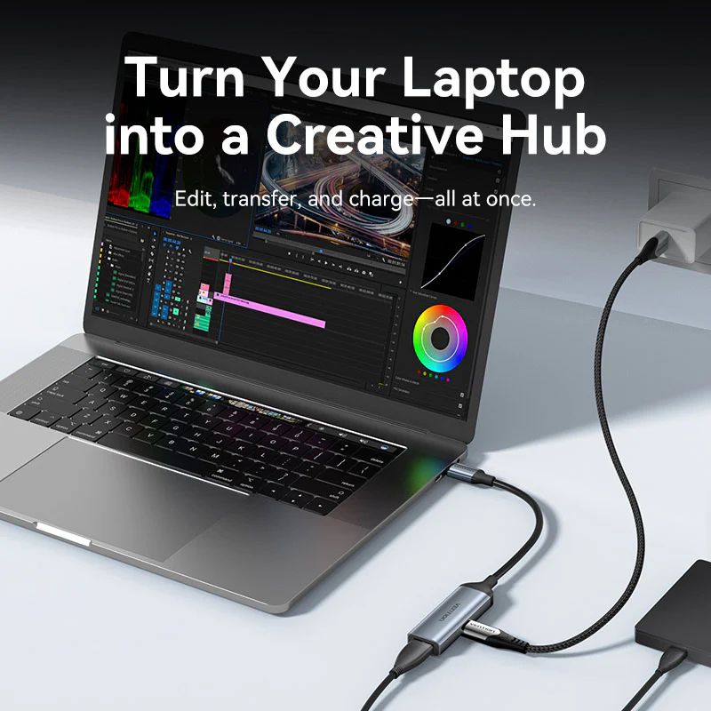 Vention Converter USB-C M to USB-A F & 100W PD CCBHB